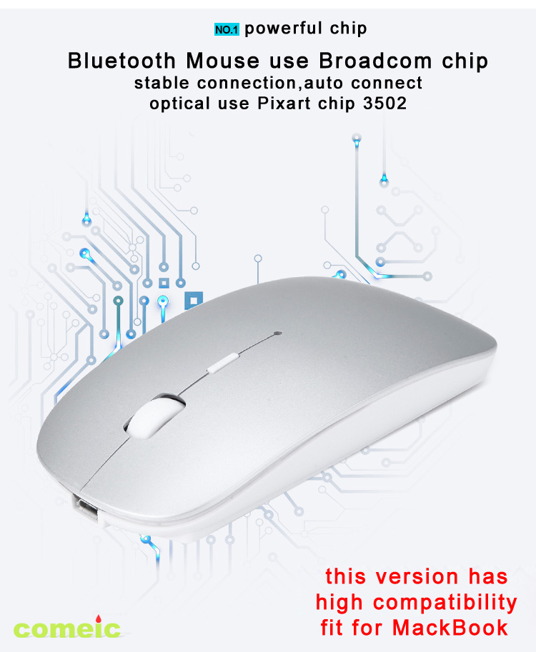 Factory sell wireless bluetooth mouse rechargeable mini usb 3d optical computer wireless mouse withbroardcom chipset
