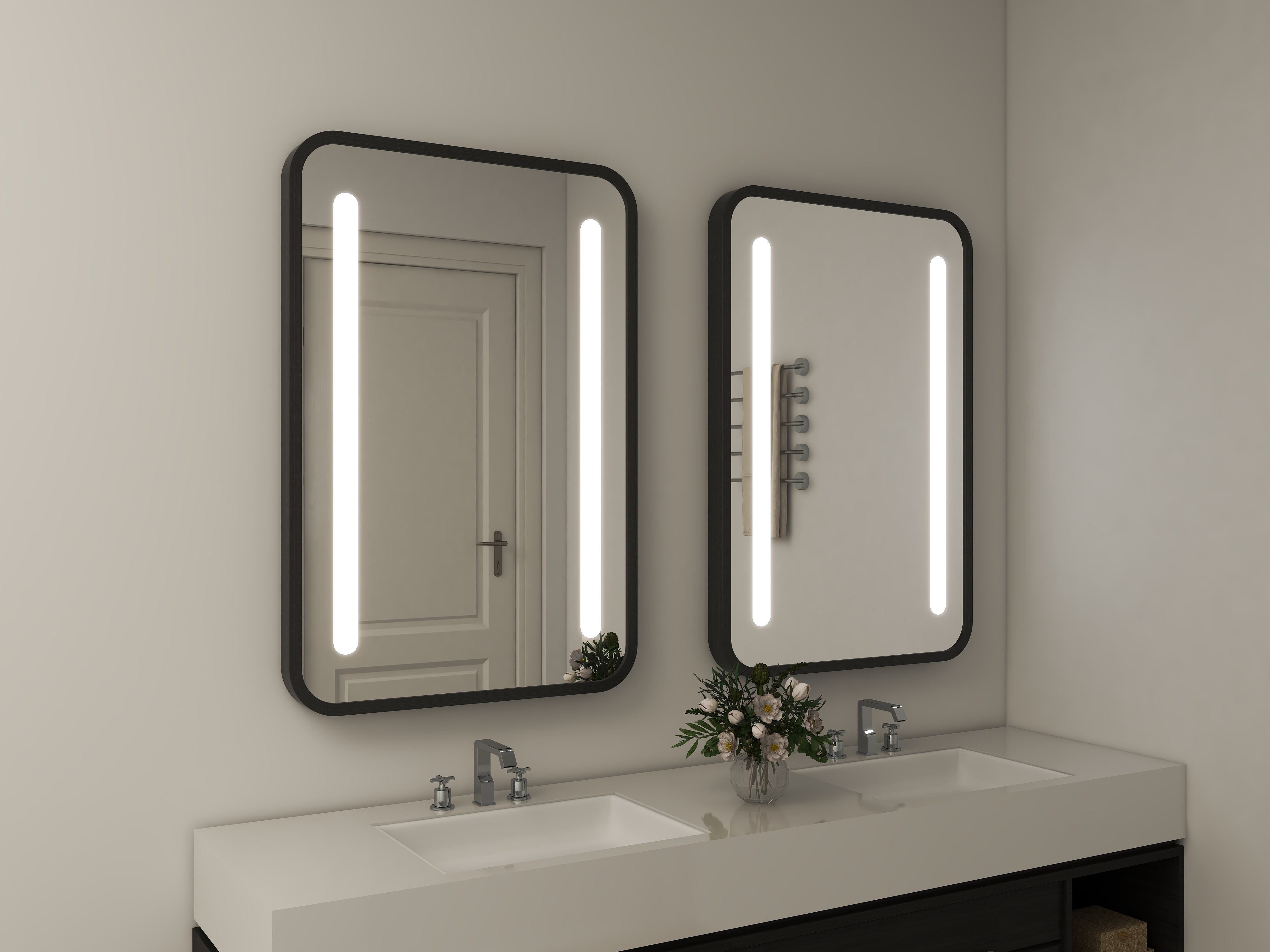 Metal Frame round led bathroom mirror Smart Touch Switch Round Illuminated Mirror