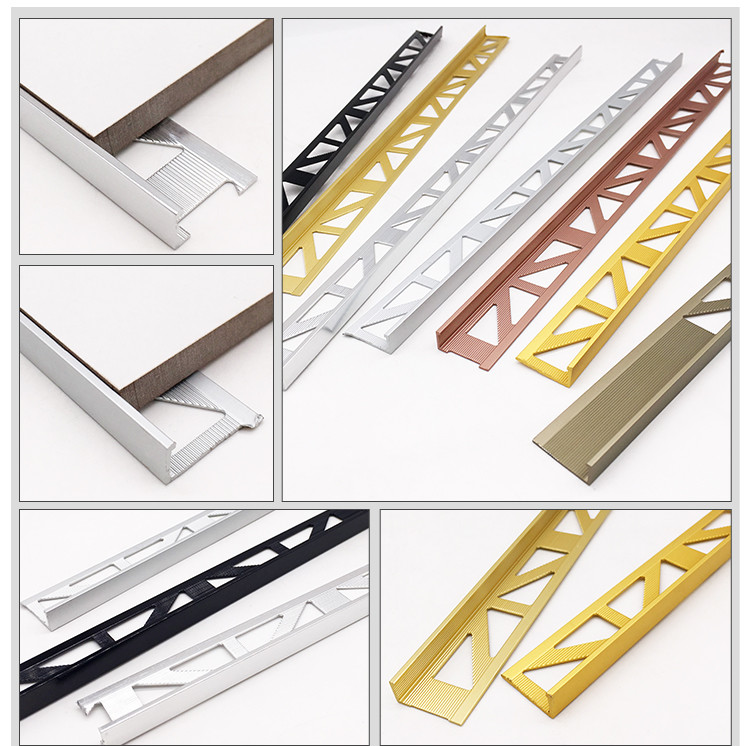 Ceramic Wall Protection Aluminum Tile Trim Gold Color L Shaped Mill Finish