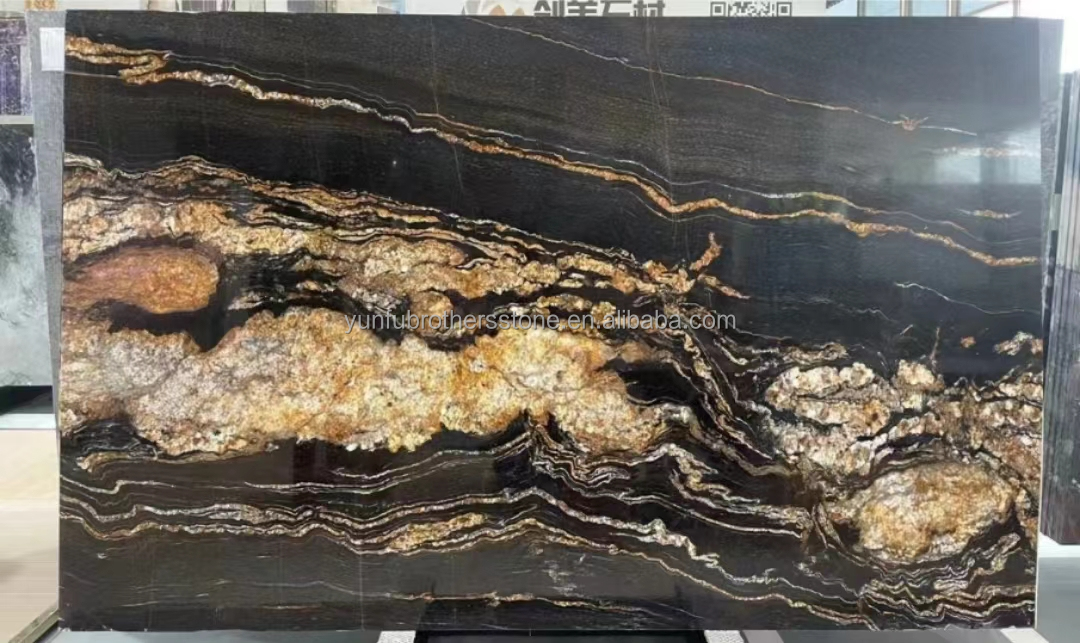 Polished Natural Stone Cosmic Gold Granite for Coffee Table and Countertops Modern Look