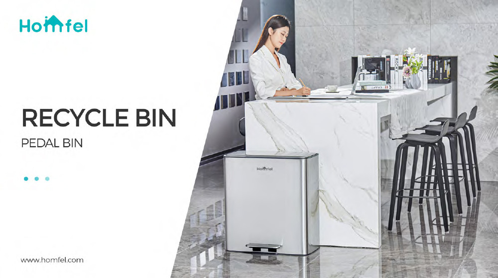 Rectangular Foot Operated Trash Can With Inner Bucket , Home Kitchen Step Trash Can