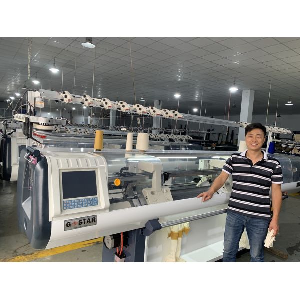 14 Gauge 16 Gauge Double Carriage Single System High Speed Automatic Flat Collar Knitting Machine