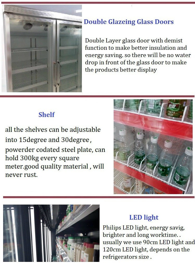 Commercial supermarket cooler upright display single door beverage cooler