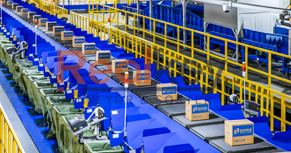 Circular Or Linear Cross Belt Sorter Conveyor For Courier Services