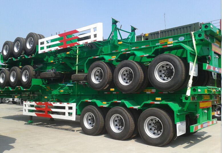 20ft Container Skeleton Dumping Semi Trailer 7700*2500*3070 mm Mechanical Suspension