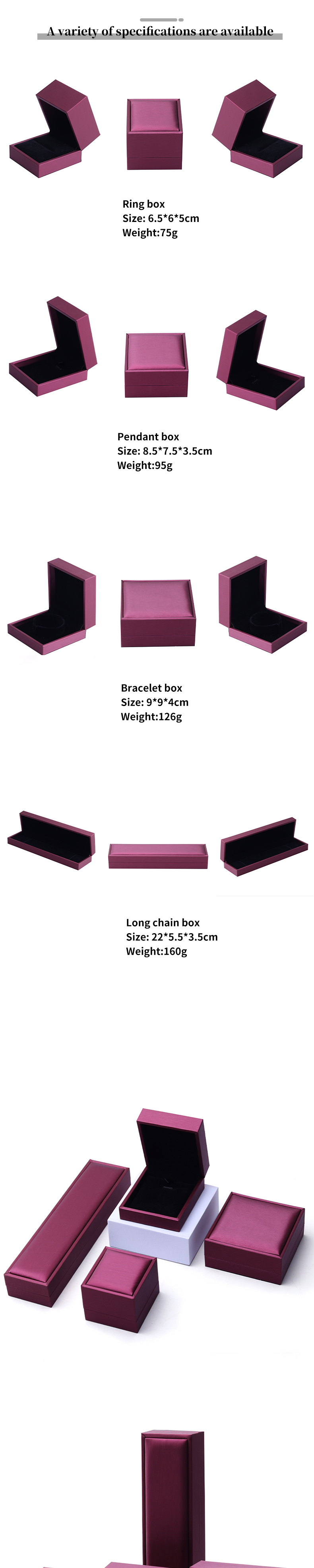 Custom Luxury Velvet Jewelry Packaging Box with Purple PU Leather from Hanhong