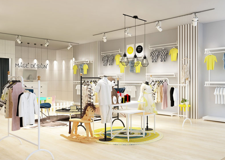 Custom Wooden Cabinet Clothing Display Showcase Interior Design Clothes Shop Fitting