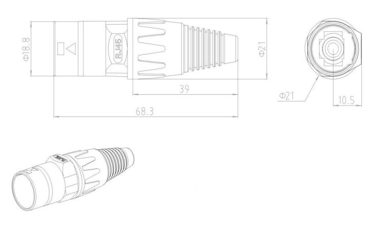 Outdoor IP65 Ethernet Chassis Connector Signal Rj45 Male Connector