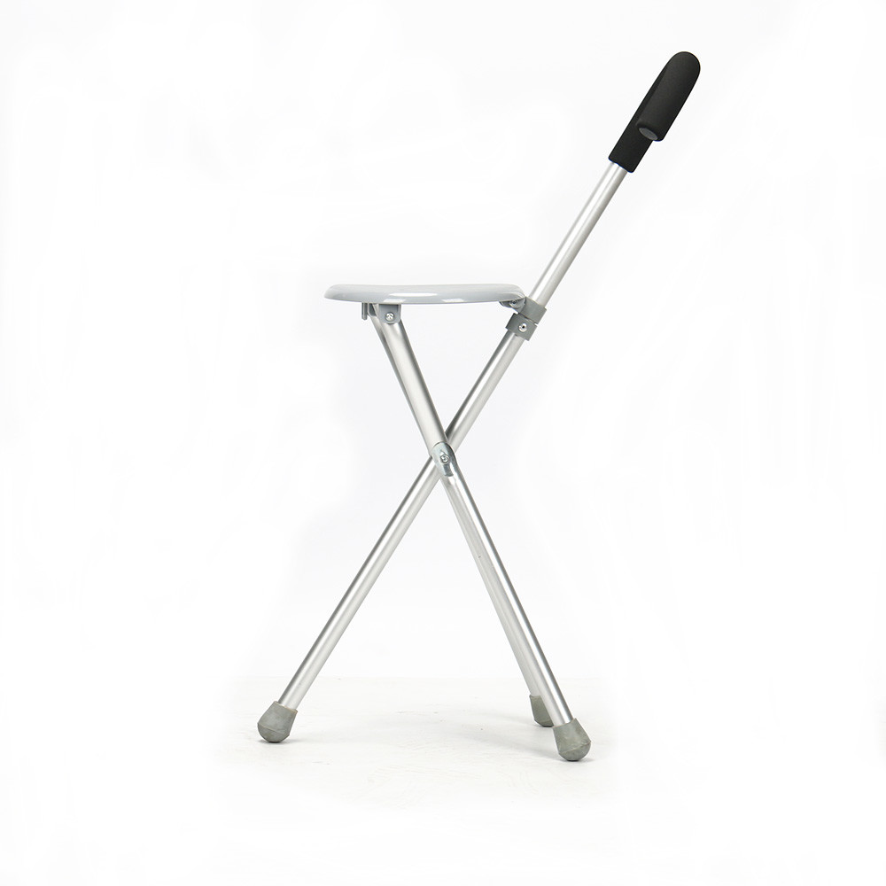 Easily Folding Walking Cane With Chair Handle Convenient Medical Crutch