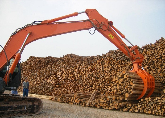High Strength Hydraulic Wood Rotating Grapple For Excavator Volvo EC290