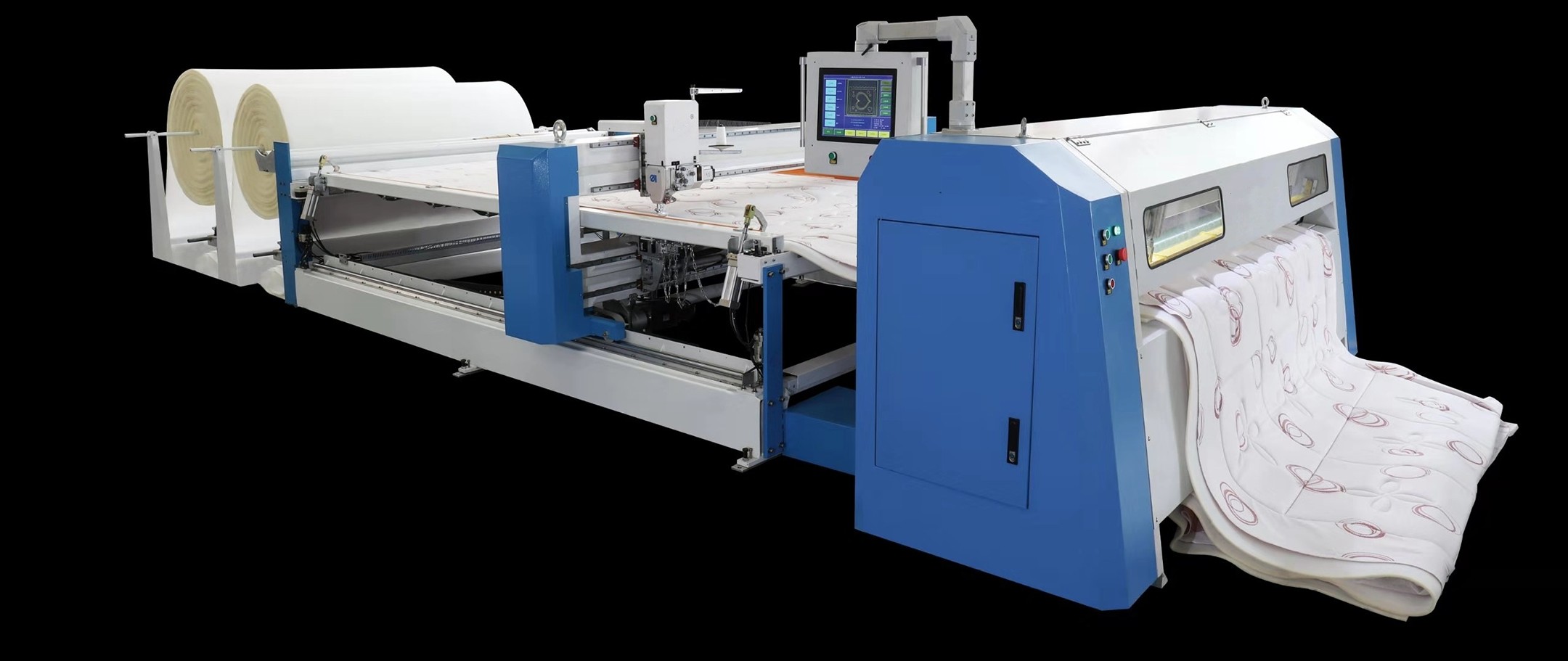 Fast 360 º Mattress Quilting Machine , Edge Knife Cutting Computerized Quilting Machines