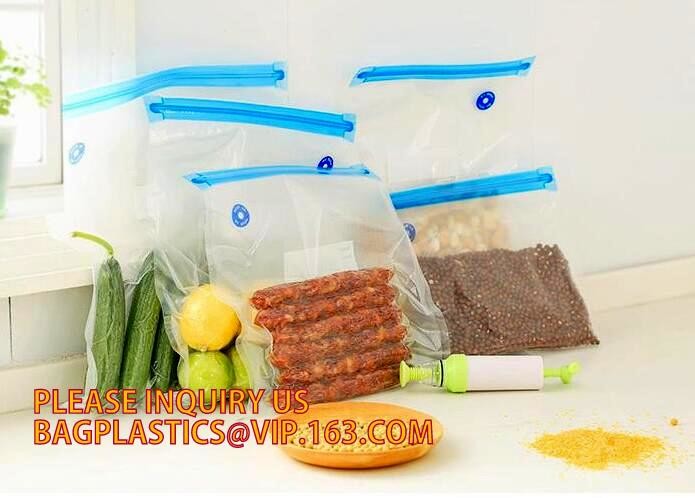 vacuum sealer storage bag Heat seal laminated transparent vacuum plastic food packing bags for sausage, BAGPLASTICS. BAG