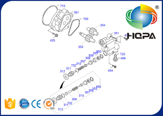 719211KT Hydraulic Gear Pump Seal Kit for Excavator Doosan SOLAR 130LC-V