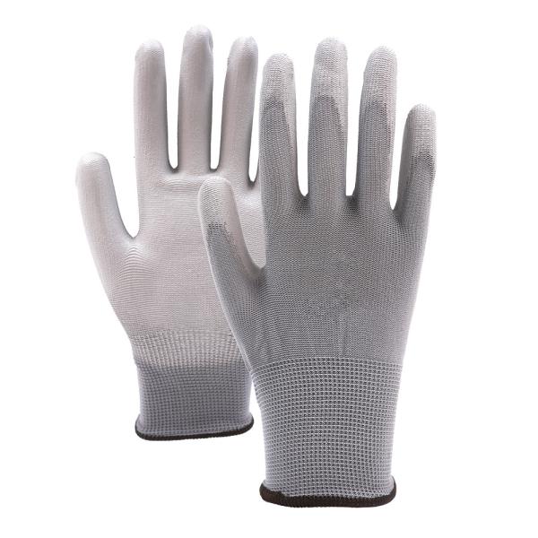 Slip Resistant Gardening Gloves 13 Gauge Polyester PU Coated Hand Gloves For