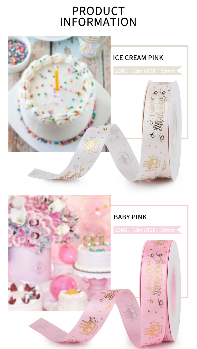 100mm 3inch Solid Color taps printed letter for birthday party Polyester Material Satin Ribbon