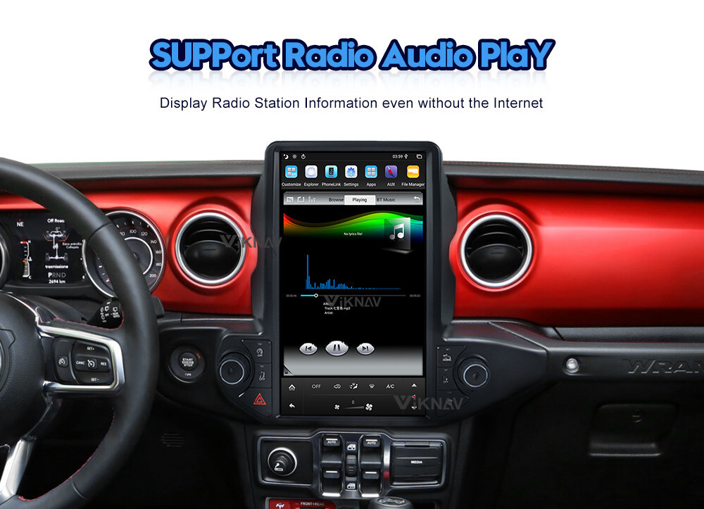Viknav Car Radio For Jeep Wrangler (2018-2021) 13.6 inch GPS navigation DVD multimedia auto stereo 2din