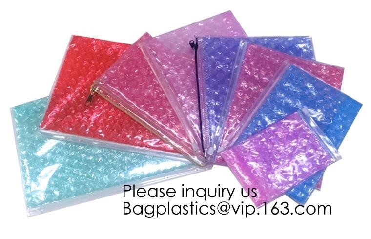 Colored PVC Film Bubble Bag/Special PVC k Bubble Bag/New Material Bubble Mailer With Zipper, bagease, bagplastics