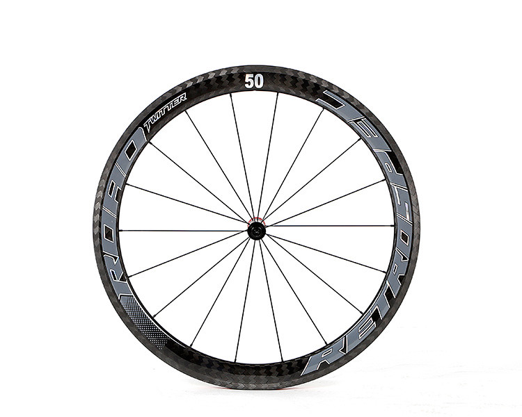 12K Twill Carbon Road Bike Wheelset , 50mm Wheelset 700C RS R50DB Stable