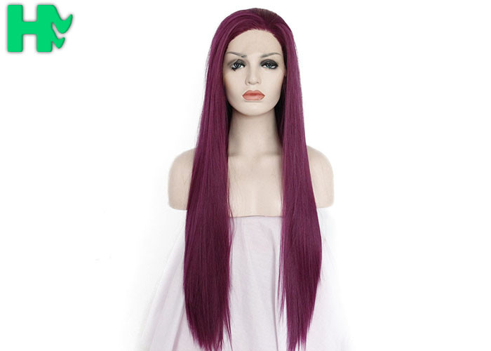 Cosplay Long Straight Hairnet Wig Synthetic Pure Red Color For Women Wave Party
