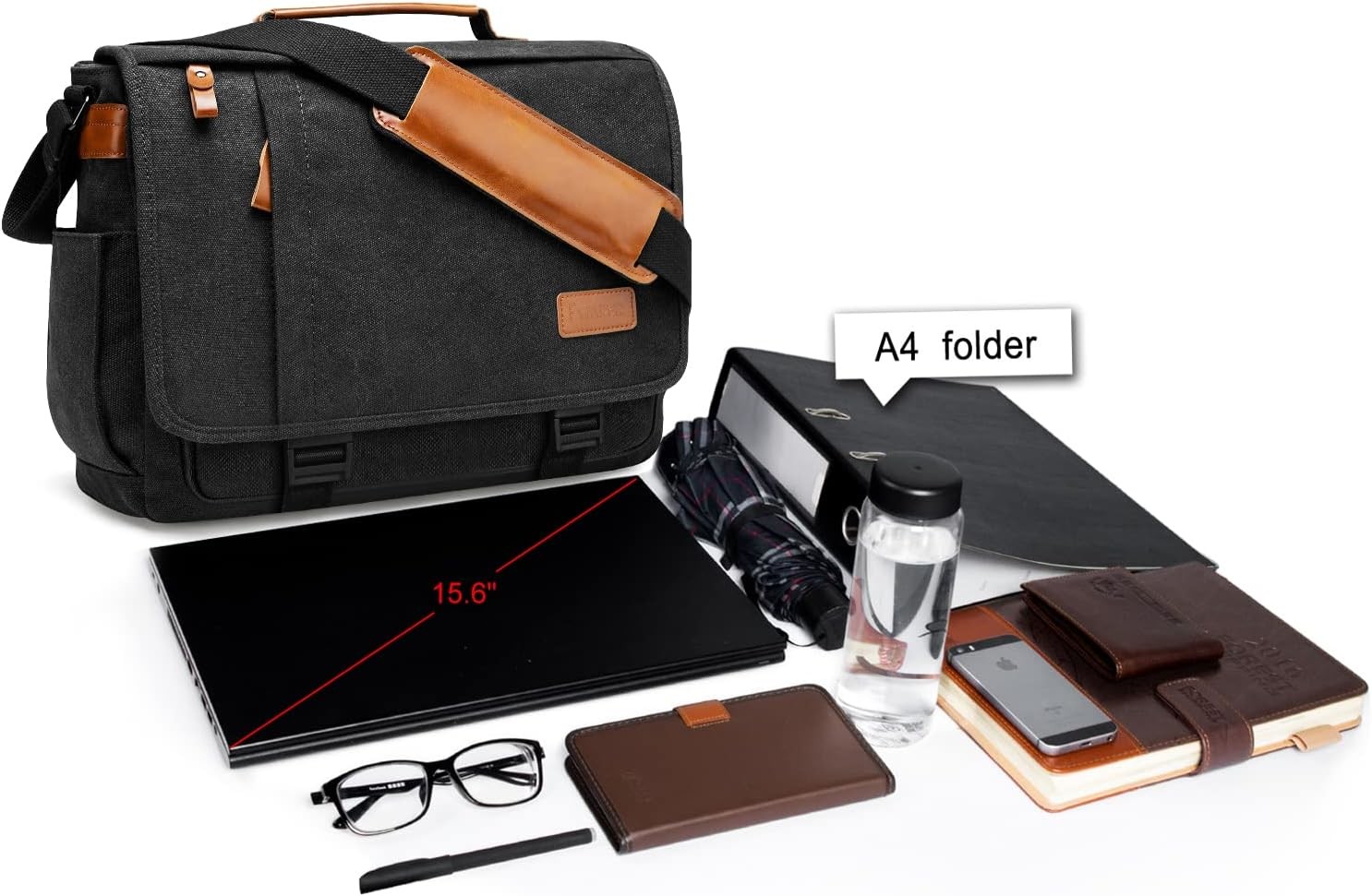ESTARER MEN MESSENGER BAG 15.6 INCH, WATER-RESISTANT CANVAS COMPUTER BAG WORK BAG, LAPTOP SHOULDER BAG BRIEFCASE SATCHEL