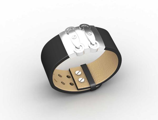 Top Quality Europe Fashion Stainless Steel Genuine Leather Silicone Bangle