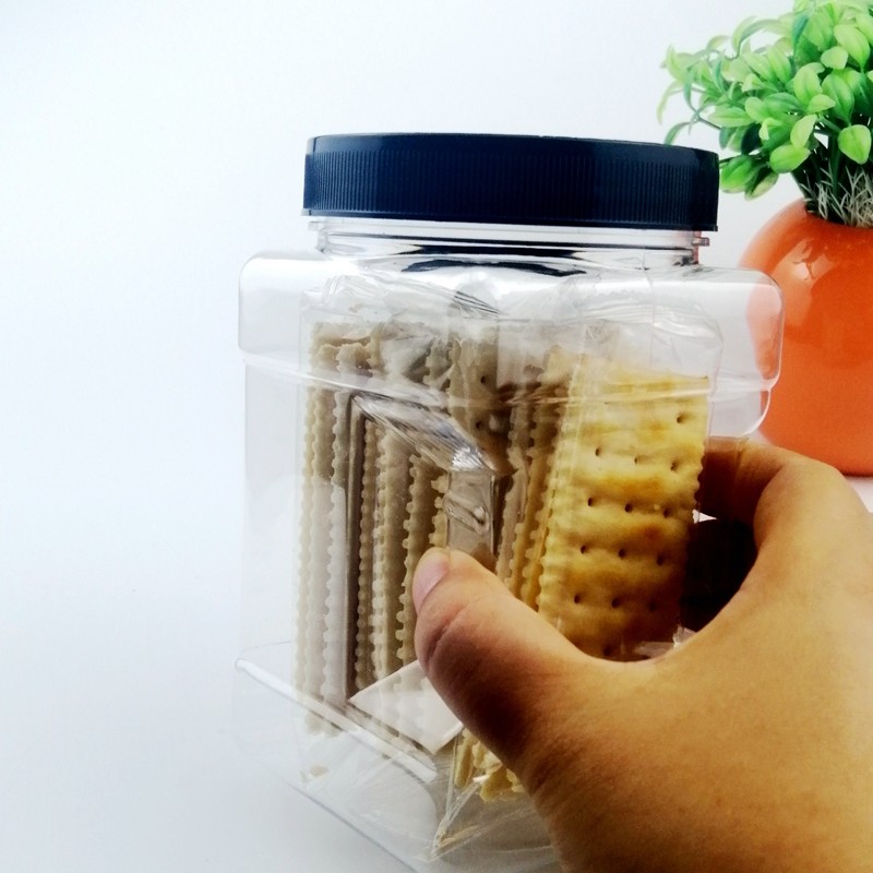 Sticker Label 350ml Small Plastic Square Jar For Snack Storage