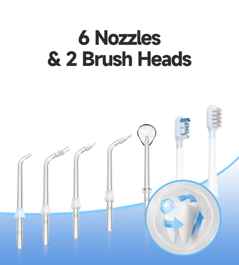 Multi-functional Flosser Oral Irrigator Sonic Vibration 60 degree Oscillation 2 IN 1 Countertop Electric Water Flosser with Toothbrush