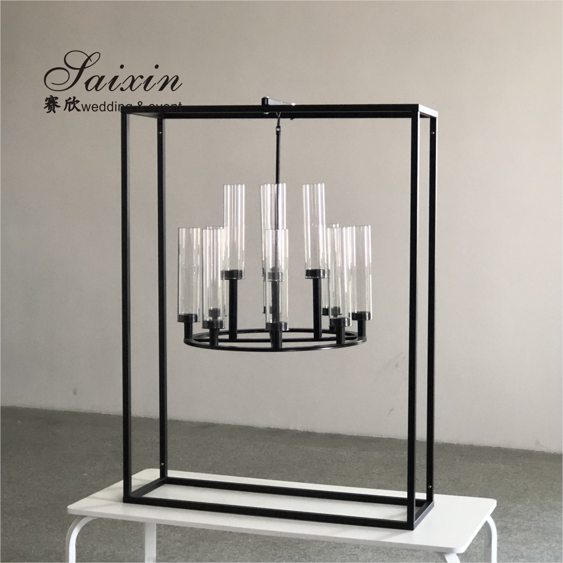 ZT-271B Wedding Party Tall Black 9 Arms Candlestick Holders For Wedding Table Centerpiece
