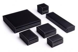 China Embossing Surface Leather Gift Box Black Leather Jewelry Boxes For Women on sale