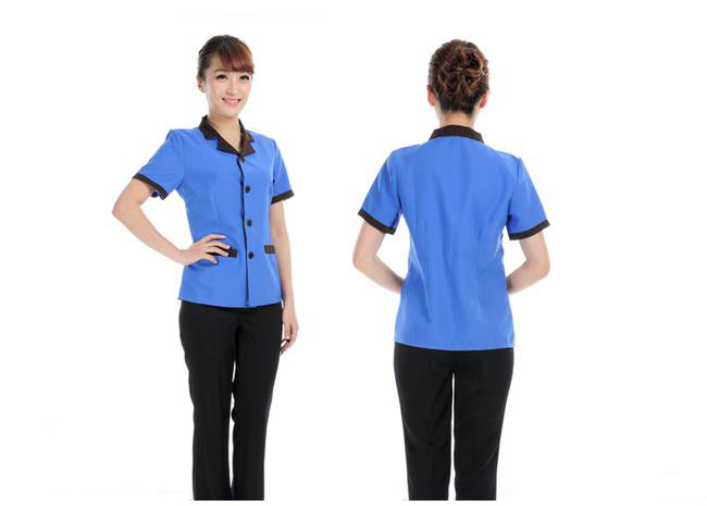 Summer Stylish Hotel Restaurant Staff Uniform Any Size With Two Lower Pockets