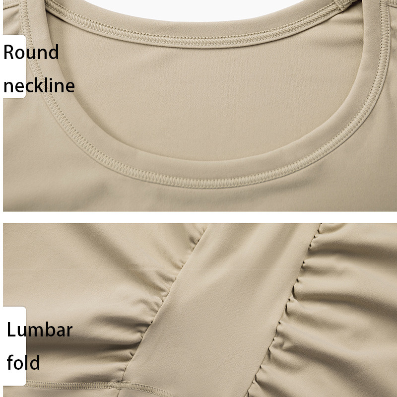 Pleated Ladies Long Sleeve Yoga Tops Quick Dry Four Way Stretch Yoga T Shirts