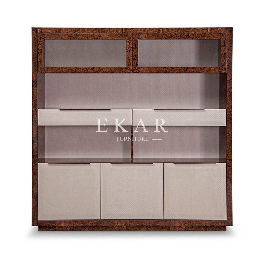 Wood Veneer Leather Designer Preferred Book Shelf Bookcase W001S26B
