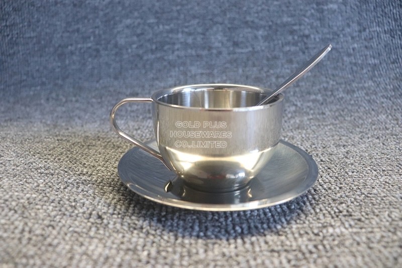 Abrasion Resistance 180ml China Bone Stainless Steel Mug With Saucer