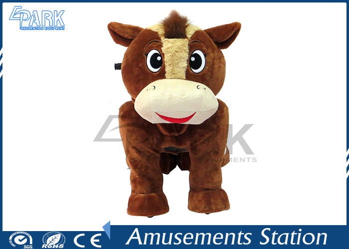 Lovely Plush Mechanical Riding Horse 200 Pounds Support Music Play