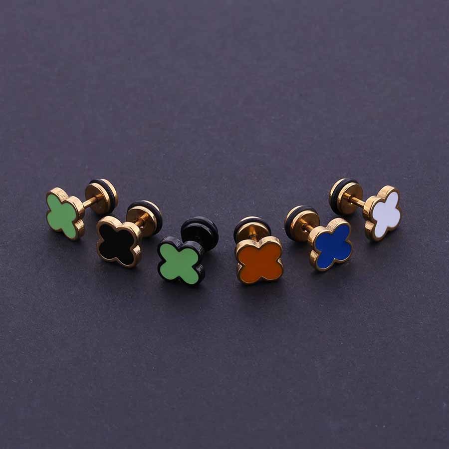 Poland Popular Four Leaf Clover Earrings Stud Earrings Stainless Steel Earrings