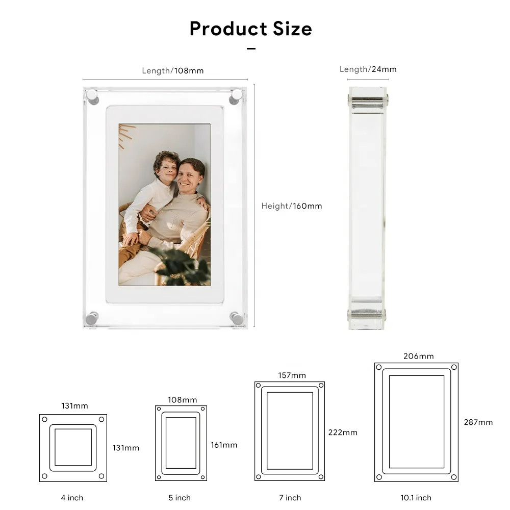 10 inch Acrylic Digital Photo Frame LCD IPS Screen desktop Video Display