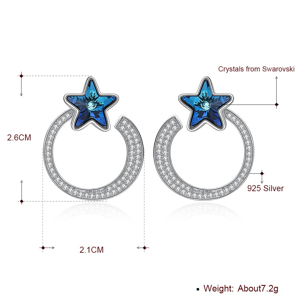 7.2g 2.6x2.1cm Star Hoop Earrings Gift 5A CZ Solid Silver Earrings