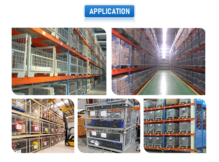 Pallet Metal Box Galvanized Coated Wire Mesh Heavy Duty Metal Storage Container Pallet Cages Equipment Shelf Stackable