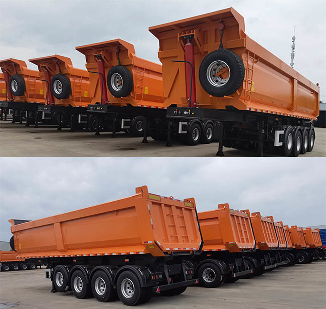 U Shape Rear Tipper Truck Trailer 4 Axle 50 Ton 45 Cubic