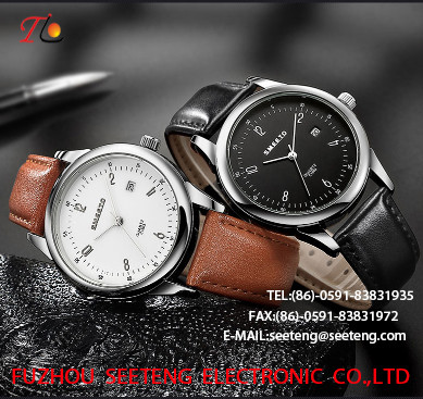 wholesale Pu watch Round dial alloy case quartz watch fashion watch concise style black/brown pu strap