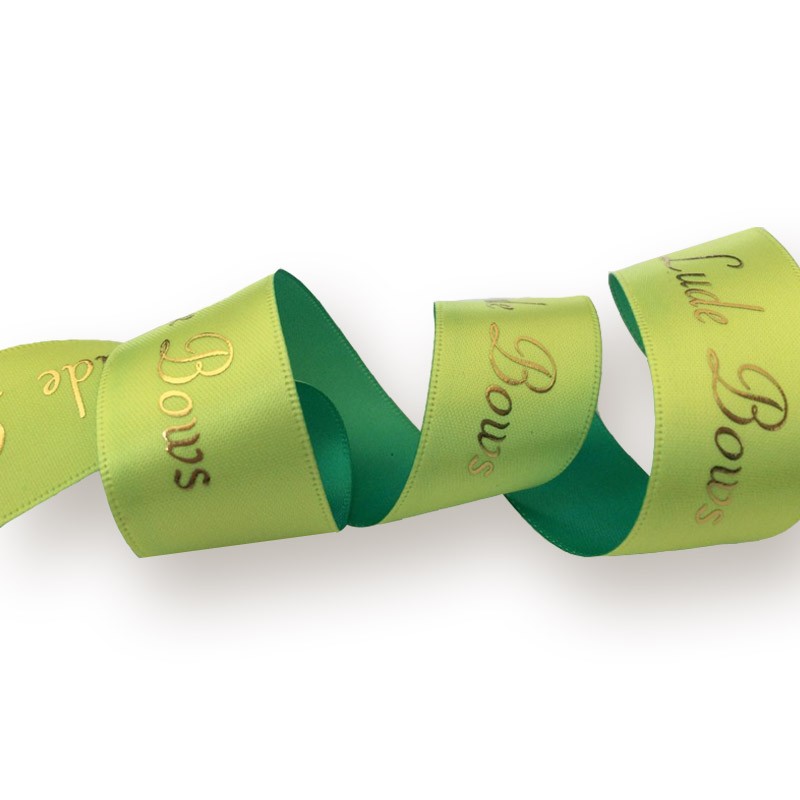 wholesale custom logo gold foil printed satin ribbon