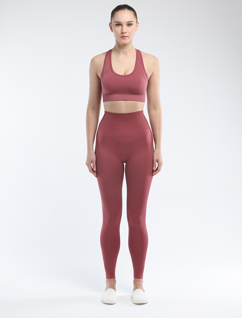 ZHIHUI 18% Spandex 82% Polyester Seamless Yoga Sets Yoga Sports Bra Leggings Set