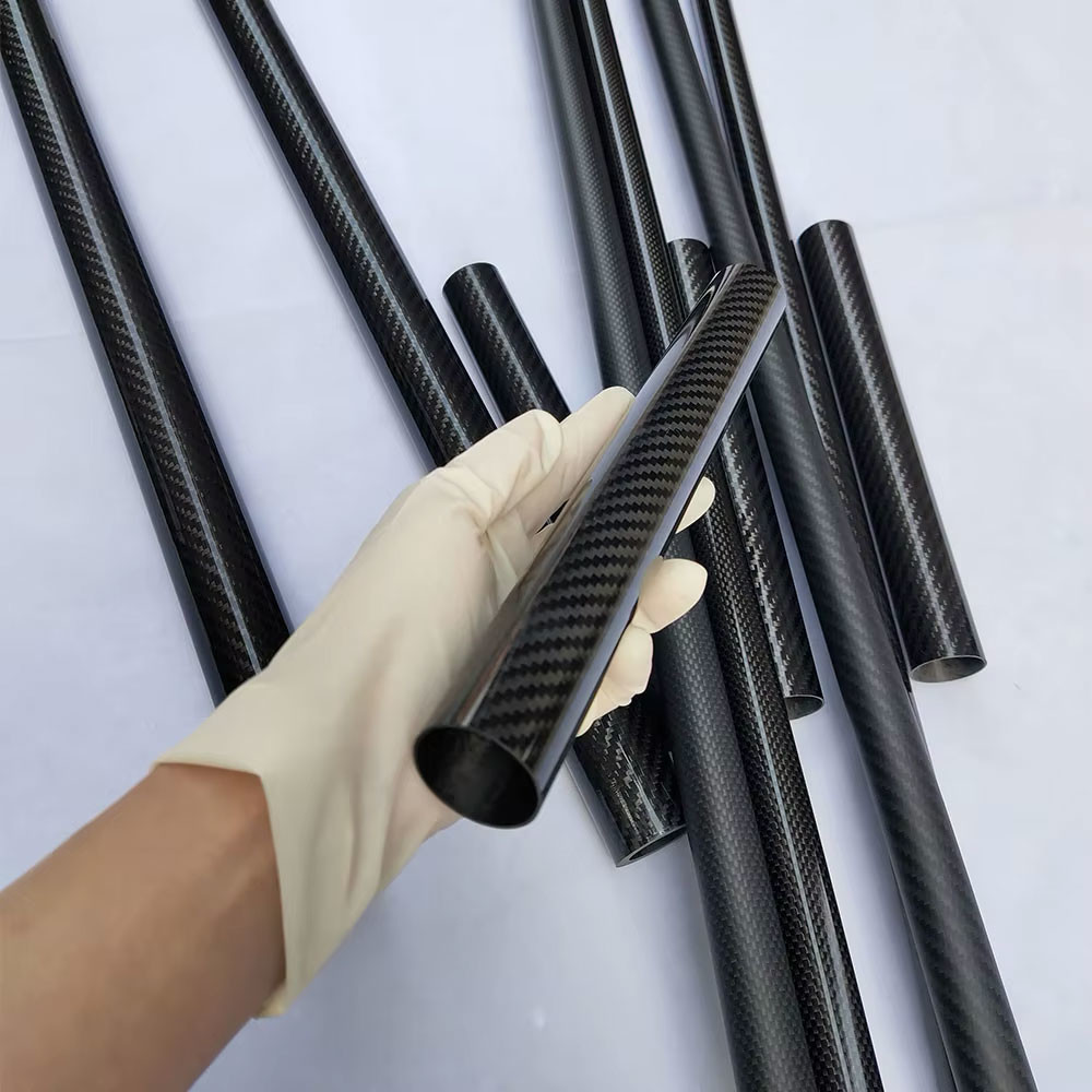 14x12x1000mm 3K CF Tube Carbon Fiber / Lightweight Fibre Tube 3K Roll Wrapped