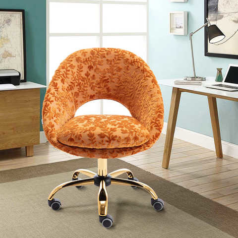 Orange Leisure 360Degrees Living Room Office Chair D18.90”Velvet Fabric