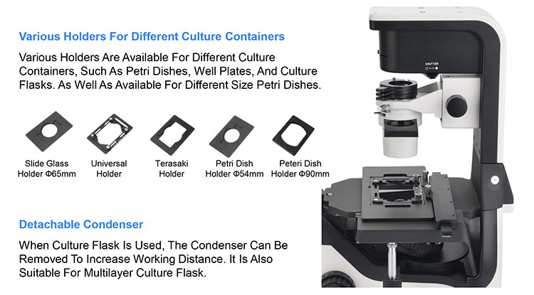 OPTO EDU A16.1065 LCD Screen Inverted LED Fluorescent Microscope Tiltable Binocular Photo Port On Side