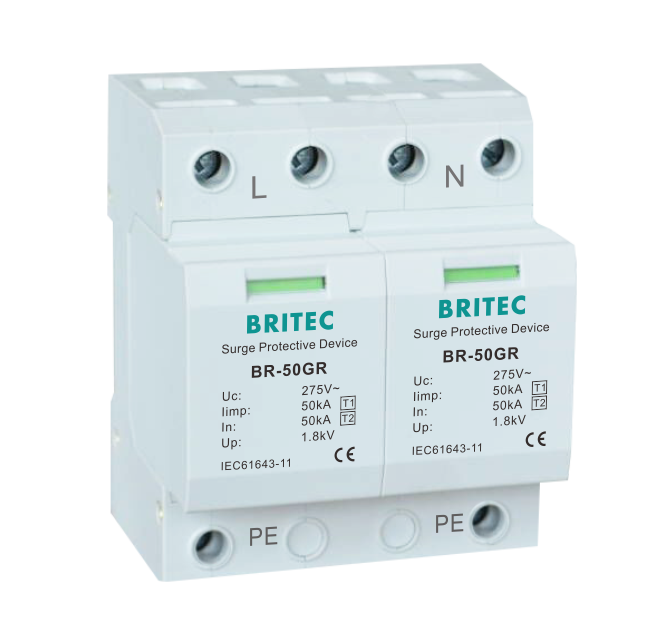 BR-50GR 2P 50kA Class 1 Surge Protection Devices Type1 AC Surge Suppressor spd