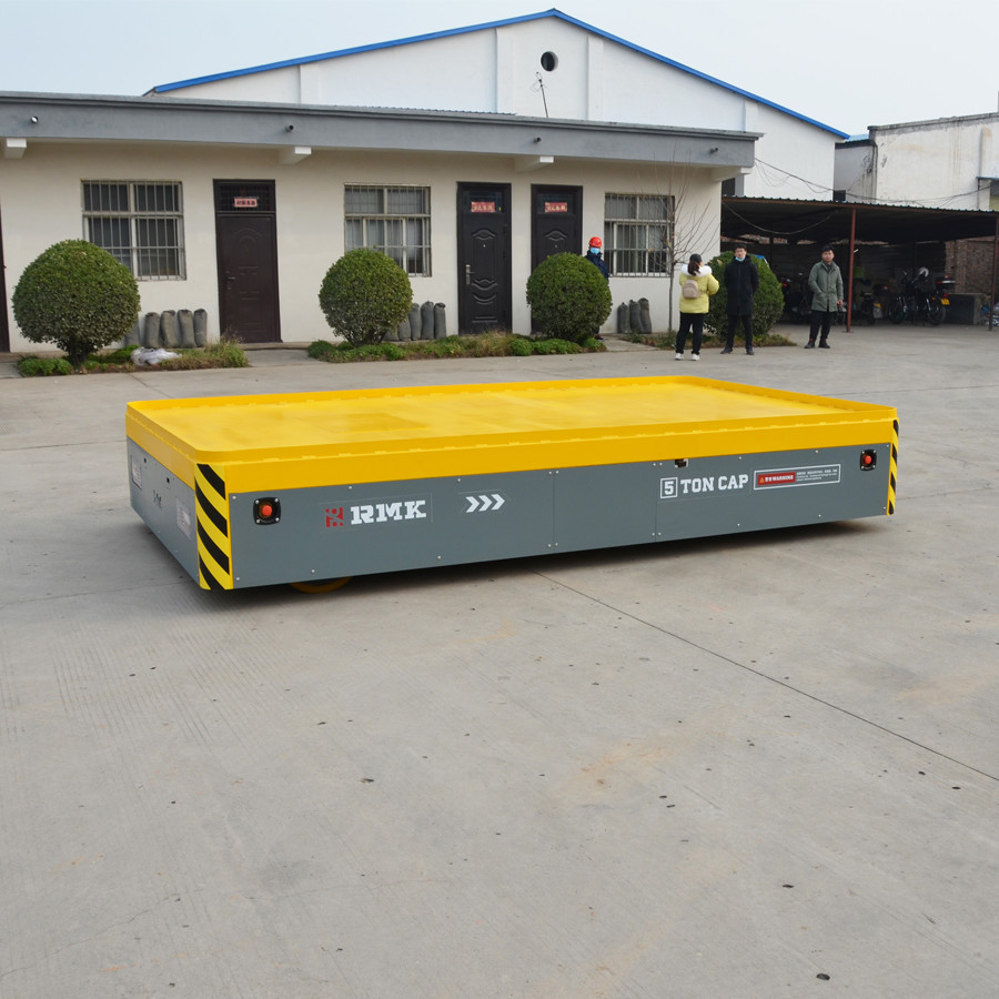 5 Tons Industrial Transfer Trolley , Wireless Automated Transfer Cart With Steel Plate