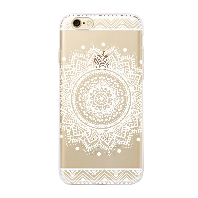 Soft Rubber Designer Cell Phone Cases For Iphone 6s Lace Flower Mandala