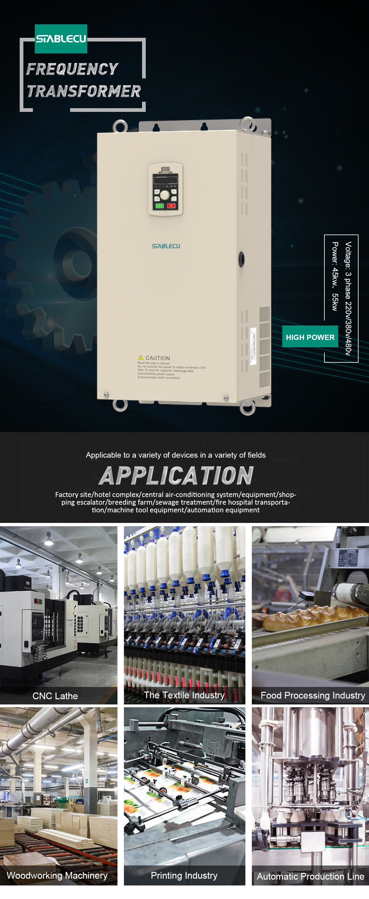 45KW 55KW Pump Frequency Inverter 220V 480V Variable Frequency Drive