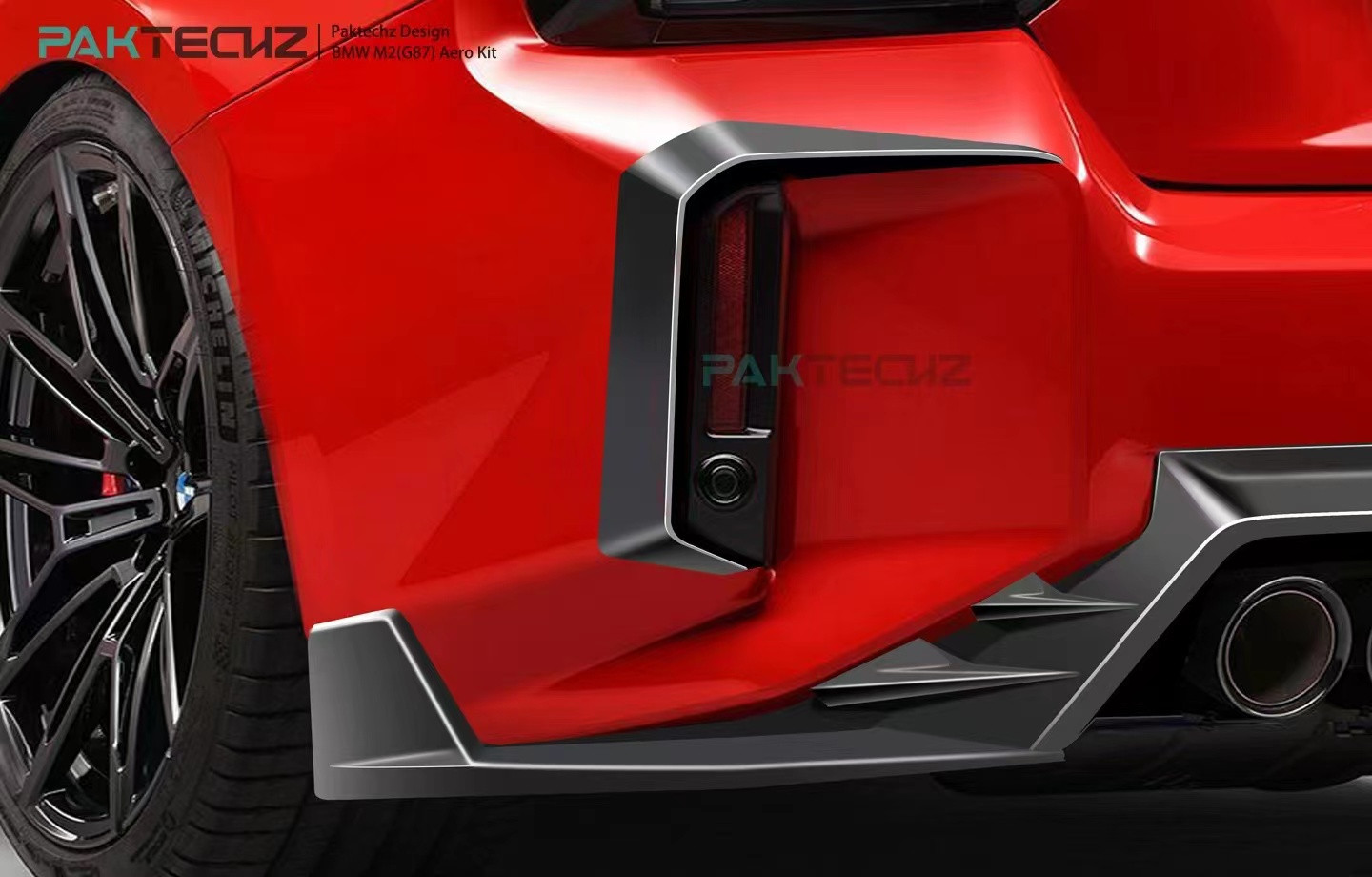 For BMW M2 G87 Carbon Fiber Body Kit M2 Upgraded Paktechz Style Carbon Fiber Front Lip Diffuser Spoiler Hood